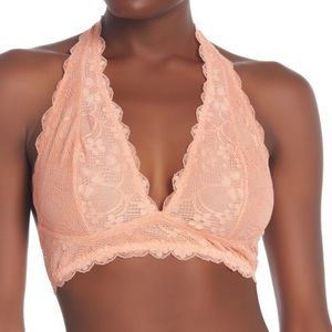 NWT Free People Intimately Free People Melon  Peach Galloon Lace Halter S NWT